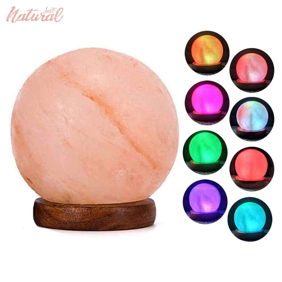 Multi-Colour Globe Himalayan Pink Salt Mini USB LAMP for Laptop Desk or Office Hand Crafted Direct from Our Mine in The Himilayas 